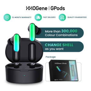 HHOGene GPods True Wireless Light Control TWS Bluetooth Earbuds - Black [Free Shell Package]