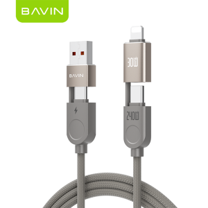 BAVIN CB388 4-in-1 240W PD Magnetic Super Fast Charging Cable Multi-Compatible Data Cord for iP Android /Laptop/Tablet