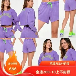 SZW All Year Round New Arrival Sports Suits for Women Light Purple Washed Distressed Short Sweatshirt Long Sleeve Shorts Fitness ClothingL728