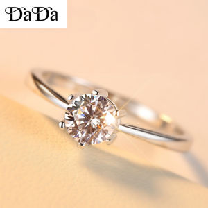 Original 925 Sterling Silver Moissanite Brick Ring White Sapphire Six Claw Ring 10KT White Gold Filled Wedding Ring