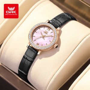 OPK Watch For Women Waterproof Brand Original Leather Strap Diamond Luxury Elegance With Gift Box Ladies Watch