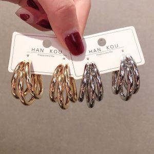 S925 Silver Big Circle Earrings Subang Anting Needle European and American Style Earrings S925银针欧美港风夸张大圆圈耳环女耳环耳针