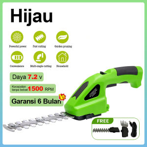 Pemangkas rumput dan semak tanpa kabel  2in1 Alat Potong Rumput Elektrik Mesin Pemotong Rumput Cordless Garden Shear Set Rumput Daun Gunting Portabel Pisau Potong Rumput Pangkas Pagar Hedge Trimmer