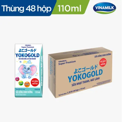 Thùng 48 hộp sữa bột pha sẵn YOKO GOLD 110ml - Sữa nước Dưỡng chất tốt từ Nhật Bản Vị Nhạt thanh mát Tiêu hóa khỏe giúp trẻ dễ hấp thu (Sữa dành cho trẻ em trên 1 tuổi)