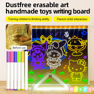 Childrens Erasable DIY Luminous Drawing Board With 7 Colorful Pens Dust Free Drawing Board Toy Blackboard