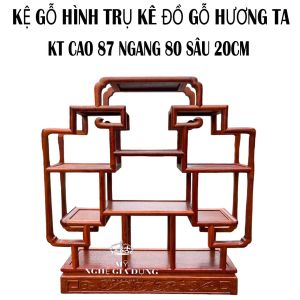 Kệ mũi tên trang trí gỗ hương ta cao cấp cao 80x76 sâu 18cm