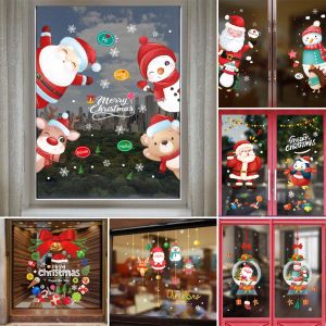 YUNAFIN Glass Window Ornament Snowflake Room Decor Santa Claus XMAS Decoration XMAS Tree Merry Christmas Christmas Window Sticker Glass Static Stickers Wall Decals