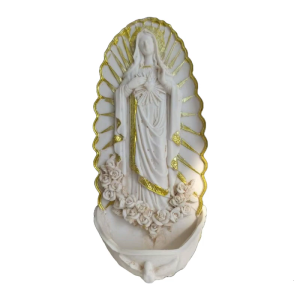 Resins Holy Mother Figurine Holy Water Font Wall Art Ornament Catholic Decors Religious Home Entrance Church Decoration