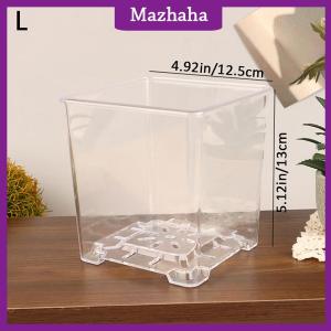 Mazhaha Square Transparent Acrylic Flower Pots Breathable Bonsai Plant Pot Desktop Decoration For Garden Yard Living Room Balcony