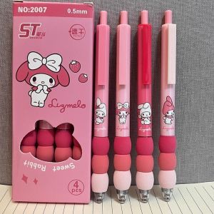 4 ชิ้น/เซ็ต Kawaii Sanrio Kuromi Hello Kitty 0.5 มม.ปากกาเจลชุดน่ารักปากกาสีดําการ์ตูนโรงเรียนนักเรียนเครื่องเขียนอุปกรณ์ของขวัญ