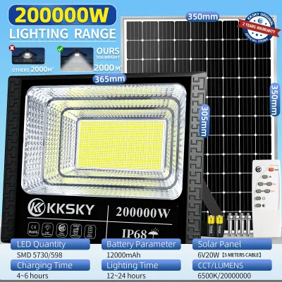 KKSKY โซล่าเซลล์ 1 แถม 1 ไฟโซล่าเซล 200000W 80000W ไฟในสวน ไฟสนาม ไฟภายนอกอาคาร Solar light ไฟโซล่าเซลล์ led แสงสีขาว กันฝน