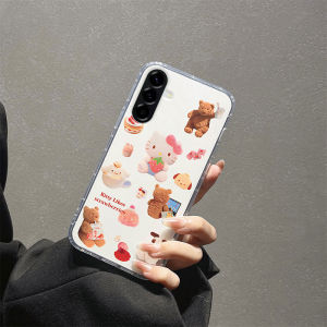 Phone Casing for Samsung A18 A08 A07s A57 A37 A27 A17 A07 LTE A56 A36 A26 5G New 2026 Cute Cartoon Kitten Bear Pattern Clear Soft Case for Galaxy A18 5G Phone Cover