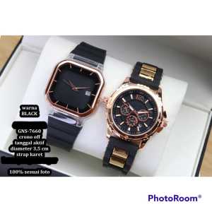 PROMO BUY 1 GET 1 - Jam Tangan Wanita Tali Rubber Chrono Variasi Tanggal Aktif Free Box
