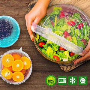 6 Pcs/Set Silicone Food Cover Silicone Stretch Lid Cookware Plate Bowl Reusable Freshness Cover Kitchen