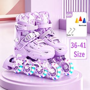 Adjustable Inline Skates with Full Light Up Wheels Outdoor Roller Skates Kids Roller Skates Blades for Adults Women Beginners Youths
