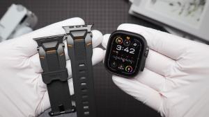 ULTIMAL Rugged Band for Watch Ultra 3/2/1 49mm Series 11/10/9/8/7/6/5/4 SE 46mm/45mm/44mm Waterproof Soft TPU Strap with Stainless Steel Buckle & Connectors Sweat-Resistant Easy to Clean Fits 155-225mm Wrist (Black/Black)