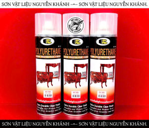 Sơn Xịt PU Bosny No.1900 Trong Suốt 400ml – Phủ Bóng Gỗ Polyurethane Clear Chống Trầy Bàn Ghế Tủ Cửa