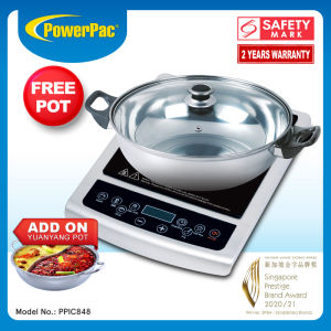 PowerPac  Steamboat Induction Cooker with Stainless Steel Pot & Overheat Protection (PPIC848)