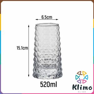 Klimo 520ml Creative Diamond Glasses Cup Juice/Milkshake/Soda Water Glass for Restaurant Bar Milk Tea Use