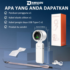 Damalon Mini Kipas Folding / LED Display Handheld Portable Fan / 5 Gear Kipas Genggam Turbo Yang Dapat Disesuaikan / 3600mAh USB Rechargeable Powerful Cooling Turbo