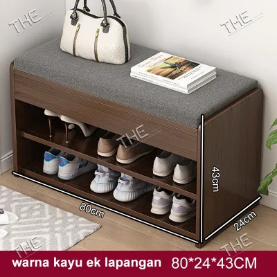 Rak Sepatu Duduk Sofa Kayu / Lemari Sepatu Kayu Minimalis/Tempat Pakai Sandal Ruang Tamu / Lemari Sepatu 2 Susun / Rak Sepatu/Rak Sepatu Murah/Kompartemen Lemari Sepatu Dengan Dudukan Sofa