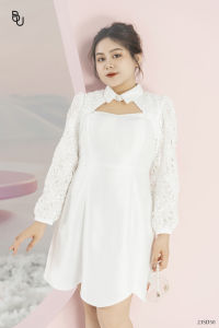 Đầm cổ đức cutout ngực phối ren BIGSIZE (55kg đến 95kg) - 23SD50 - [BUstu Bigsize]