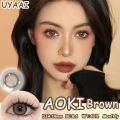 【มีค่าสายตา (0.00)~(-6.00)】⚡จัดส่งที่รวดเร็ว⚡UYAAI คอนแทคเลนส์ Aoki Grey/Brown เลนส์สไตล์ประจำวัน Fashion Lens คอนแทคเลนส์สี รายเดือน แถมตลับฟรี เลนส์นิ่ม สวยปังมาก ธรรมชาติ 14 มม. 2 ชิ้น ต่อคู่. 