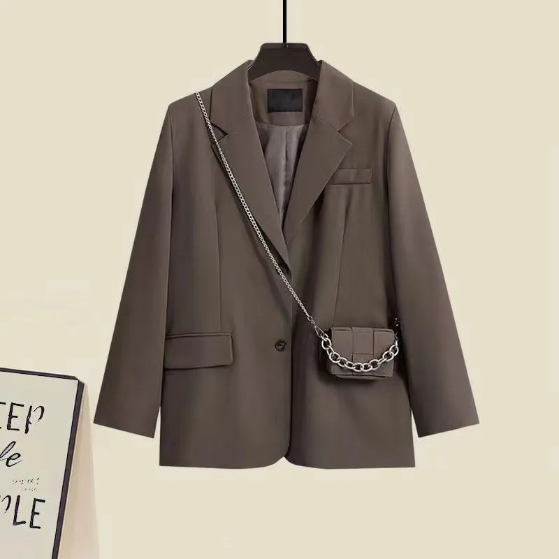 2PCS Jacket Dress Korean Elegant for Women Youth Plus Size Chubby Office  Lady Long Sleeve Coffee Coat Dress Skirt for Teens Girls on Sale