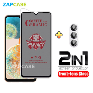PAKET 2in1 Anti Gores Layar Privacy Samsung A14 5G Free Tempered Glass Camera Lens