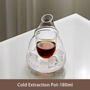 Vision Cold Extraction American Coffee Pot Glass Cold Sake Cup Set Japanese Sake Pot Pocket for Refrigeration Dispenser Glass Decanter Carafe - 4 Ochoko Cups (50ml) +1 Tokkuri Bottle (150ml)