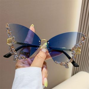 AODDO Luxury Oversized Y2K Eyewear Butterfly Sunglasses Bling Sun Glasses Ladies Shades Purple Sunglasses for Women