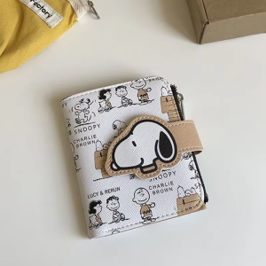 Snoopy Purse Anime Cartoon Short Coin Wallet High Value Cute Zipper Student Women Men ID Holders Multi Slot Bag Birthday Gifts