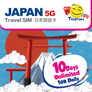 Happy Japan eSIM | KDDI / SoftBank | 5G/4G | 3–15 Days | 1GB/Day High-Speed Data + Unlimited Data | Prepaid Travel eSIM | Instant Activation | No Registration Required