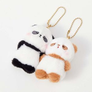 PRAYERF 2pcs/set Panda Otter Keychain Dog ic Cartoon Couple Pendants Cabbage Bear Plush Animal Key Buckle Girls