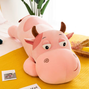 GỐI ÔM BÒ SỮA BÒ LƯNG TIM VẢI MINISO CO GIÃN 4 CHIỀU MỀM MỊN CHO BÉ MẪU GIÁO