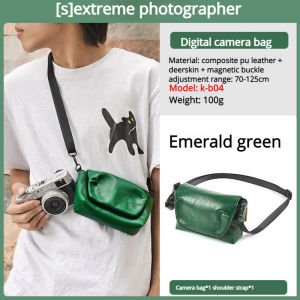 【NEW F】Camera Bag Suitable for Fuji Mirrorless Ricoh Sony Black Card CCD Digital Camera Soft Leather Shoulder and Crossbody Storage Bag