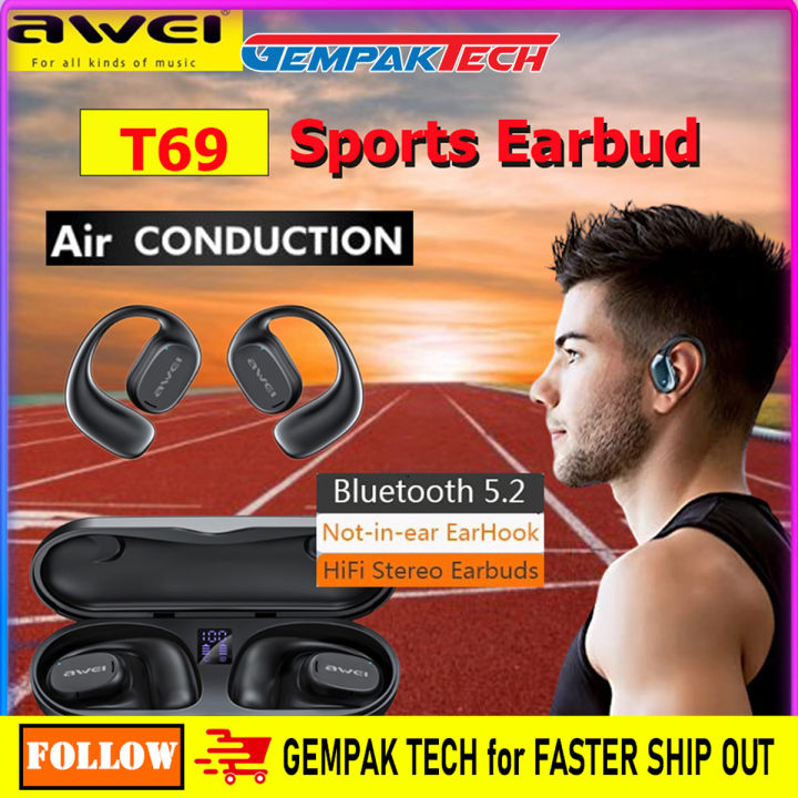 AWEI T69 Air Conduction Earphone TWS BT HiFi Stereo Not-in-ear