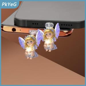 PkYeG 2Pcs DIY Phụ Kiện Cho Điện Thoại Type-C Giao Diện Bụi Cắm Treo Trang Trí 2D Phẳng Acrylic Thiên Thần Cổ Tích Mèo Điện Thoại Bụi Cắm
