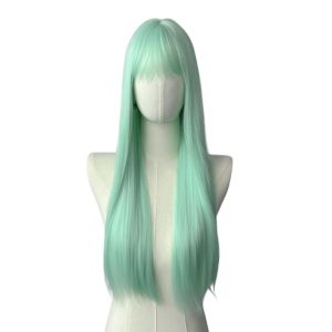 BEAUTYLADIES Lolita Mint Green Anime Cosplay Wigs Hair Extension Heat Resistant Synthetic Wigs with Bangs Halloween Natural Long Straight Hair for Women