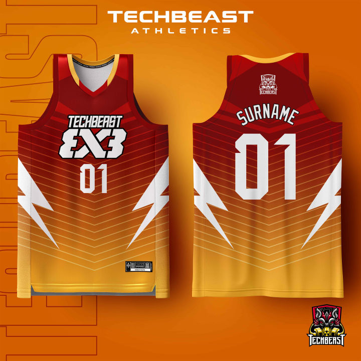 3X3 Full Sublimation Basketball Jersey Techbeast ( CUSTOM NAME + NUMBER )