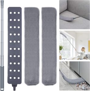 Retractable Gap Dust Cleaner with 2 Washable Microfiber Dusting Cloths Long Handle Extendable Duster Brush for Cleaning Under Appliances Furniture Couch Fridge Hard-to-Reach Areas Tool
