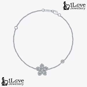 iLove Jewellery 925 Sterling Silver Flower Bracelet Zircon Cubic Zirconia 18K White Gold Plated Jewelry Diamond Gifts for Women Fashion ILB003