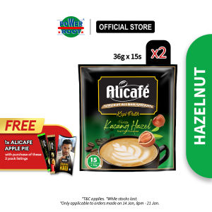 [2 PACKS] Alicafe Tongkat Ali & Ginseng White Coffee Hazelnut (36gm X 15 Sachets)