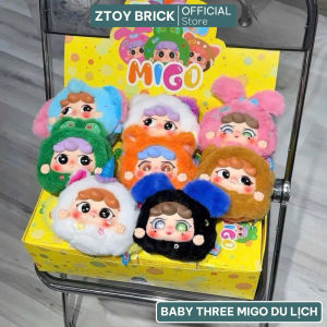 Migo Travel Du Lịch | BLIND BOX Gấu bông Móc Khóa Túi ví nhỏ | BABY THREE Có kéo khóa Zip tiện lợi | Hàng Chính Hãng