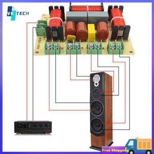 [ VKTECH ] 250W 4-8 Ohm 4 Way Speaker Audio Frequency Divider 1 Treble & 1 Midrange & 2 Bass Crossover Filter DIY Home Audio Systems
