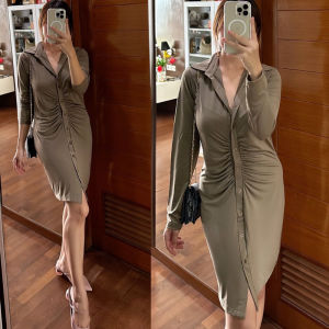 DRESS LONG SLEEVE BAJU DRESS KERUT TANGAN PANJANG KOREAN DRESS