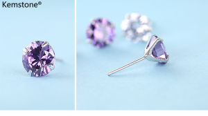 Kemstone 5MM White Purple Black Yellow Red Crystal Round Stud Earrings Female Jewelry Gift for Women