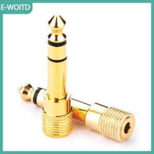 【E-WOITD】 Vàng 6.5mm nam cắm để 3.5mm nữ Jack Stereo Tai nghe âm thanh Bộ chuyển đổi Nhà Kết nối bộ chuyển đổi micro 6.5mm đến 3.5mm âm thanh Bộ chuyển đổi micro khuếch đại Đầu chuyển đổi
