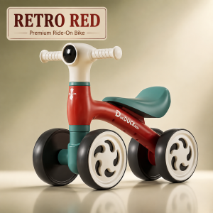 IMUTO Kids 4-Wheel Ride-On Balance Bike | Stable Wide Wheels | Comfy Seat | Indoor & Outdoor Toddler Ride-On Toy