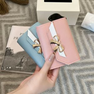 MENGLIANG Foldable Women Wallet PU Leather Small Card Holder  Bow Clutch Bag Ladies